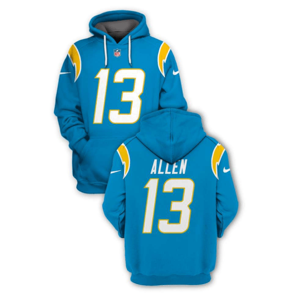 NFL Chargers 13 Keenan Allen Light Blue 2021 Stitched New Hoodie