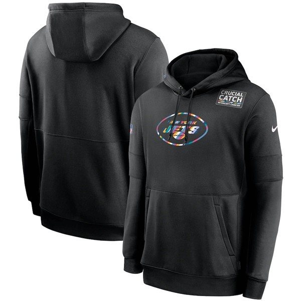 NFL New York Jets 2020 Black Crucial Catch Sideline Performance Pullover Hoodie
