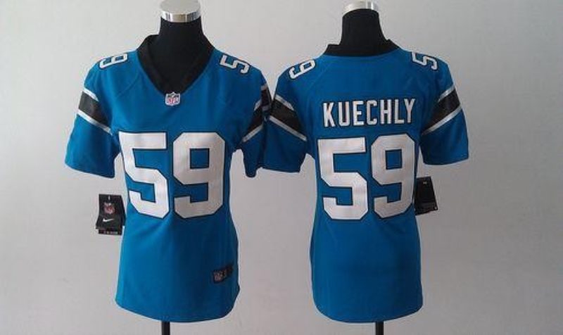 Nike Panthers No.59 Luke Kuechly Blue Alternate Female's Embroidered Football Elite Jersey