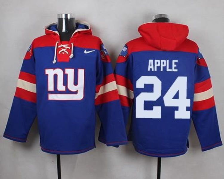 Nike Giants 24 Eli Apple Royal Blue Player Pullover NFL Sweatshirt Hoodie