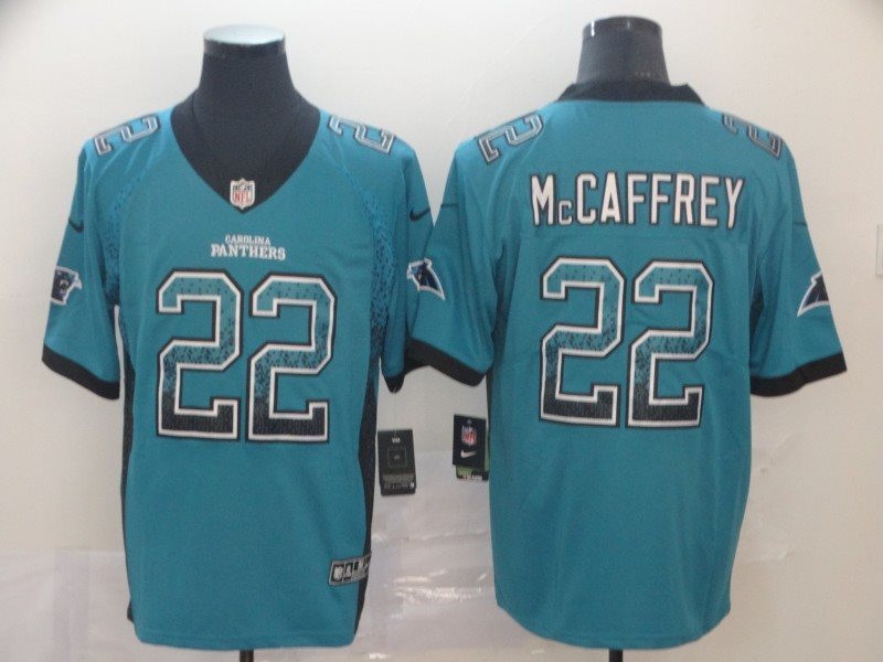 Nike Panthers 22 Christian McCaffrey Blue Drift Fashion Limited Men Jersey