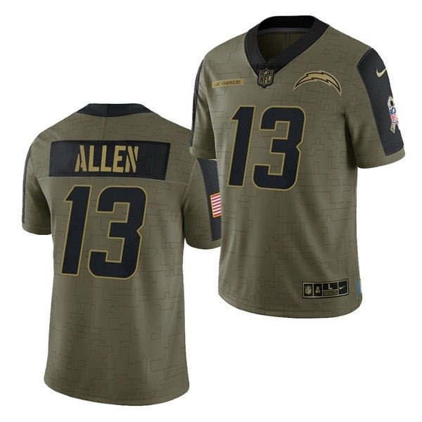 Nike Los Angeles Chargers 13 Keenan Allen 2021 Olive Salute To Service Limited Men Jersey