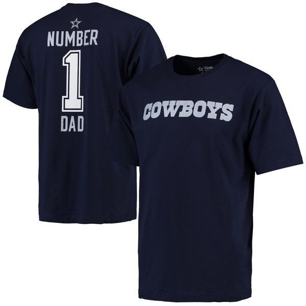 NFL Dallas Cowboys Mens Pro Line Navy Blue Number 1 Dad T-Shirt