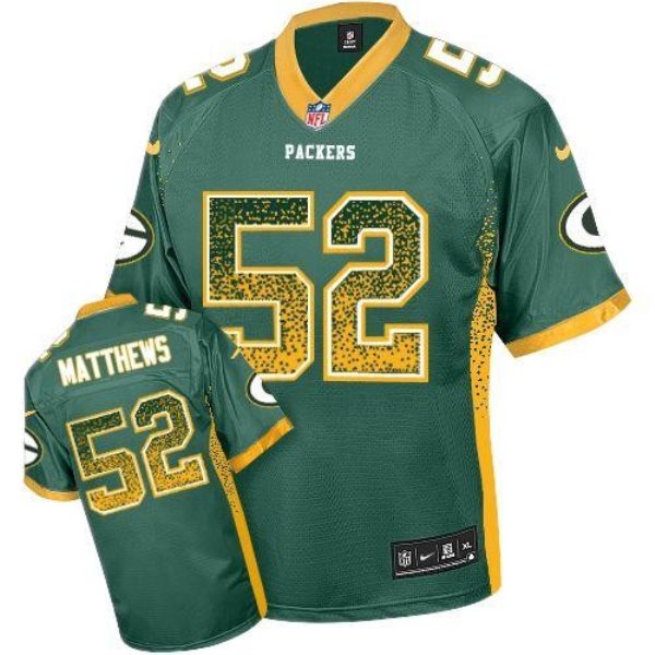 Nike Green Bay Packers No.52 Clay Matthews Green Male Embroidered Elite Drift Fashion Jersey