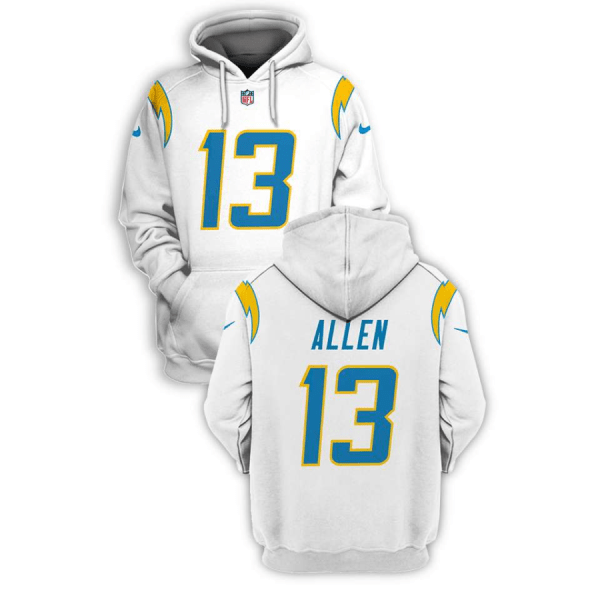NFL Chargers 13 Keenan Allen White 2021 Stitched New Hoodie