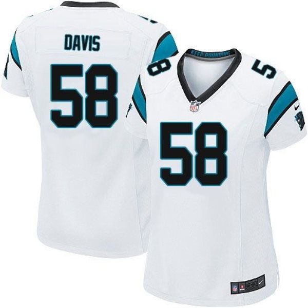 Nike Panthers 58 Thomas Davis White Women's Stitched NFL Elite Jersey