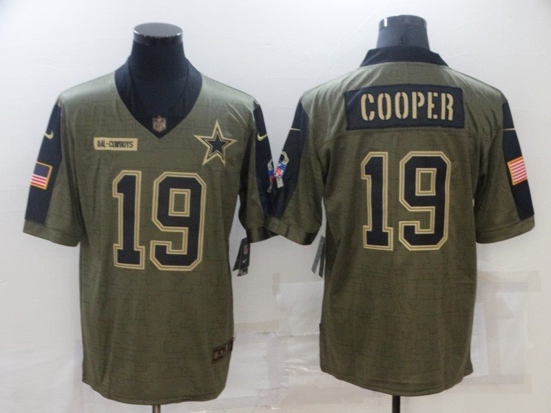 Nike Dallas Cowboys 19 Amari Cooper 2021 Olive Salute To Service Limited Men Jersey