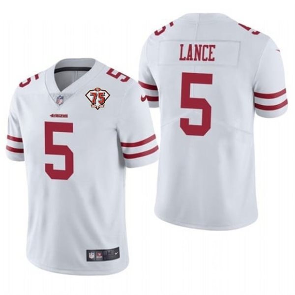 Nike 49ers 5 Trey Lance White 75th Anniversary Vapor Untouchable Limited Men Jersey