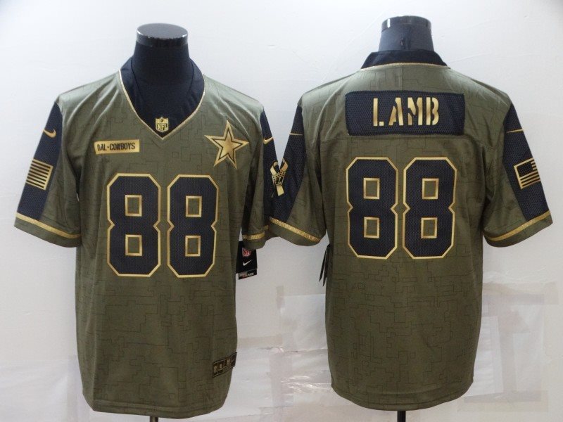Nike Cowboys 88 CeeDee Lamb 2021 Gold Salute To Service Limited Men Jersey
