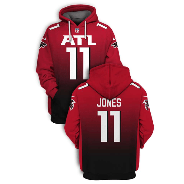 NFL Falcons 11 Julio Jones Red 2021 Stitched New Hoodie