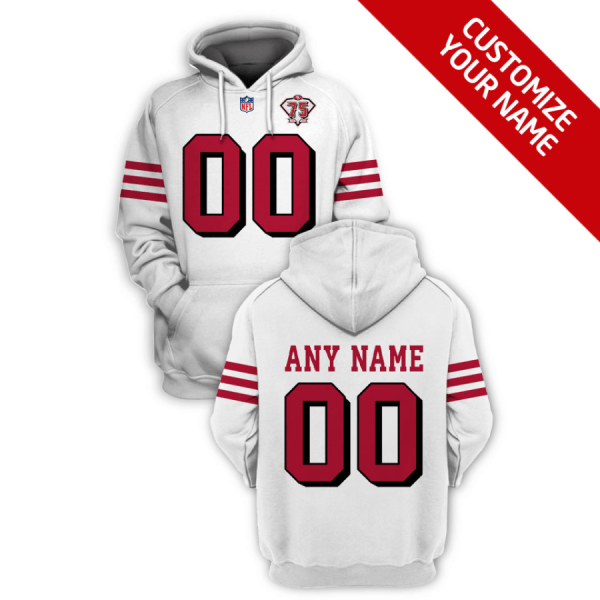 NFL 49ers Customized White Color Rush 2021 Stitched New Hoodie