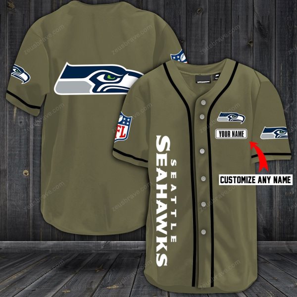 NFL Seattle Seahawks Baseball Customized Jersey (6)
