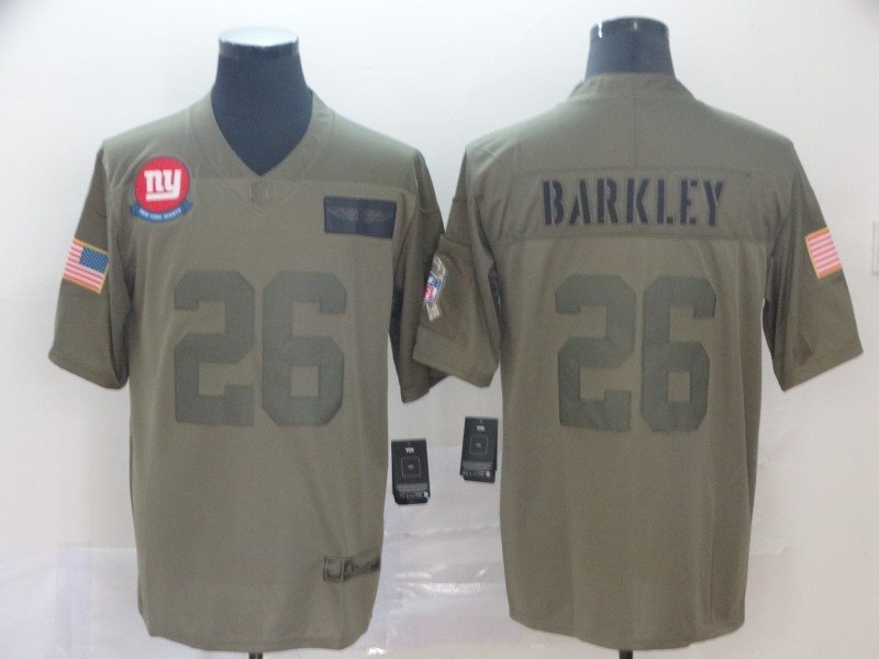 Nike Giants 26 Saquon Barkley Olive 2019 Salute To Service Limited Men Jersey