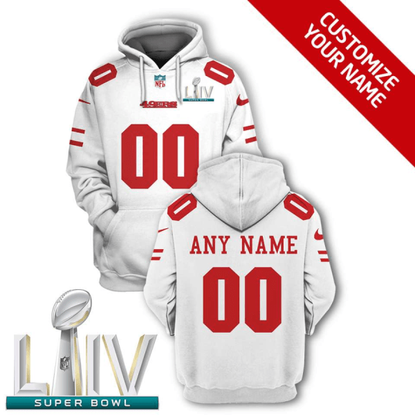 NFL 49ers Customized White Super Bowl LIV 2021 Stitched New Hoodie