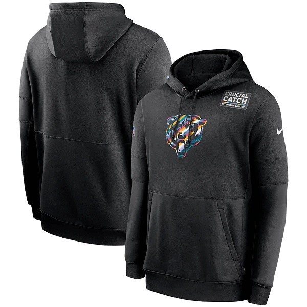 NFL Chicago Bears 2020 Black Crucial Catch Sideline Performance Pullover Hoodie