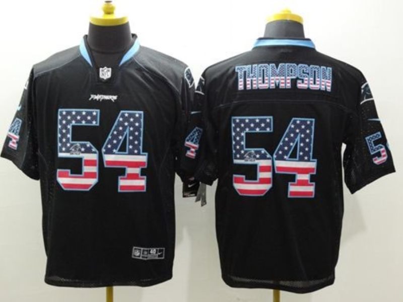 Nike Panthers 54 Shaq Thompson Black Men Stitched NFL Elite USA Flag Fashion Jersey