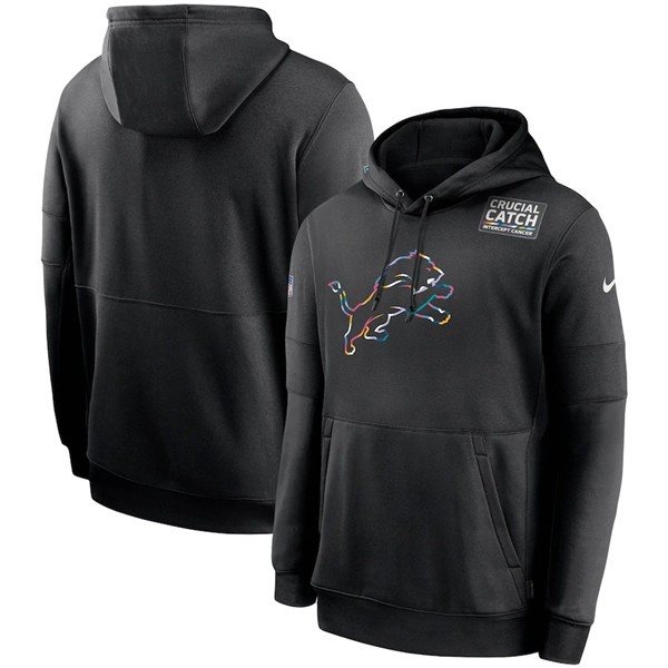 NFL Detroit Lions 2020 Black Crucial Catch Sideline Performance Pullover Hoodie