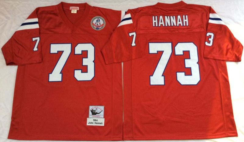NFL Patriots 73 John Hannah Red M&N Throwback Men Jersey