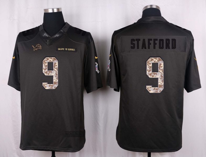 Nike NFL Lions 9 Matthew Stafford Anthracite 2016 Salute to Service Limited Jersey