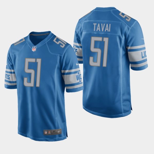 Nike Lions 51 Jahlani Tavai Blue 2019 NFL Draft Game Men Jersey