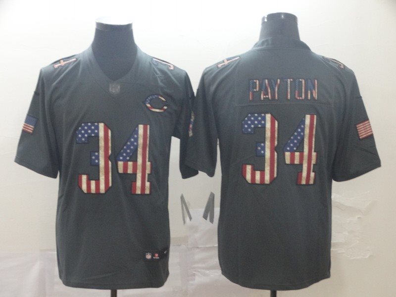 Nike Bears 34 Walter Payton 2019 Salute To Service USA Flag Fashion Limited Men Jersey