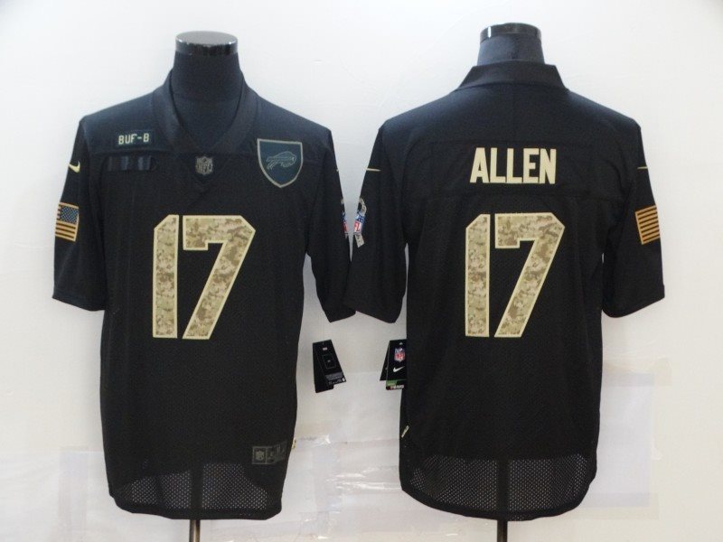 Nike Bills 17 Josh Allen 2020 Black Camo Salute To Service Limited Men Jersey