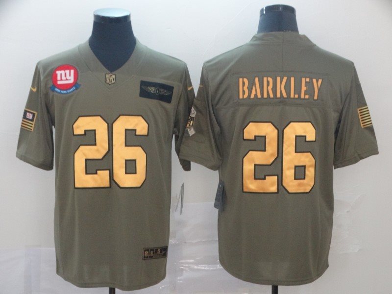 Nike Giants 26 Saquon Barkley 2019 Olive Gold Salute To Service Limited Men Jersey
