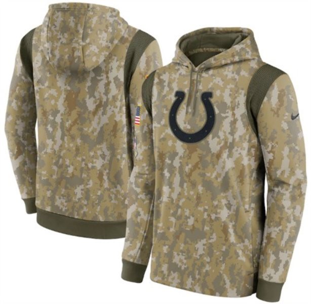 Nike Indianapolis Colts Camo 2021 Salute To Service Therma Performance Pullover Hoodie