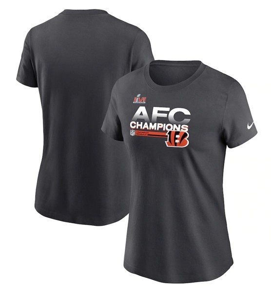 Nike Bengals 2022 Black AFC Champions Women T-Shirt (Run Small)