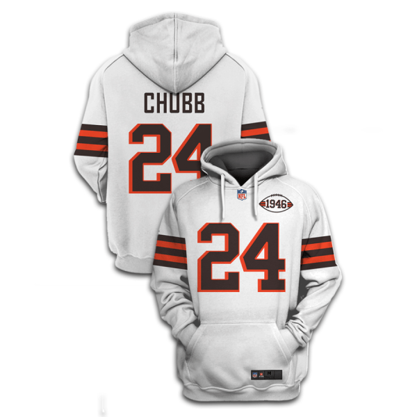 NFL Browns 24 Nick Chubb New White 2021 Stitched New Hoodie