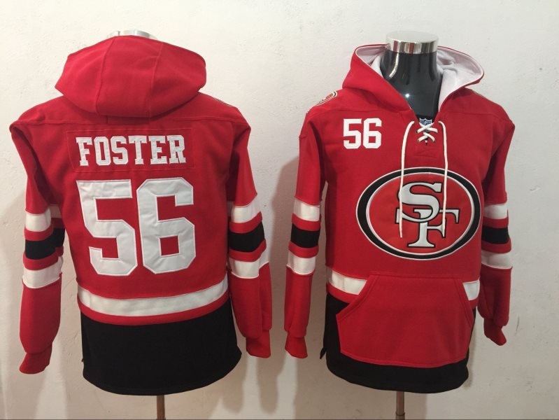 Nike 49ers 56 Reuben Foster Red All Stitched Hooded Men Sweatshirt