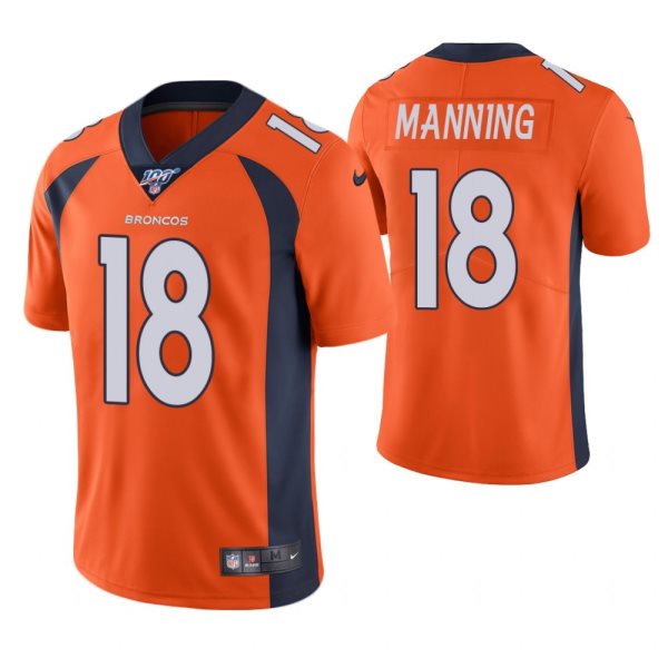 NFL Denver Broncos 18 Peyton Manning Orange 100th Season Vapor Untouchable Limited Men Jersey