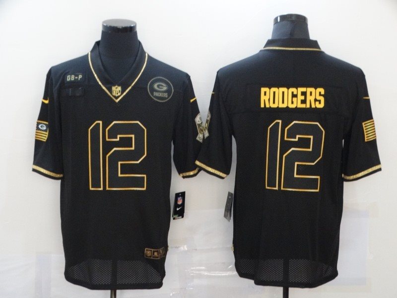 Nike Packers 12 Aaron Rodgers 2020 Black Salute To Service Limited Men Jersey
