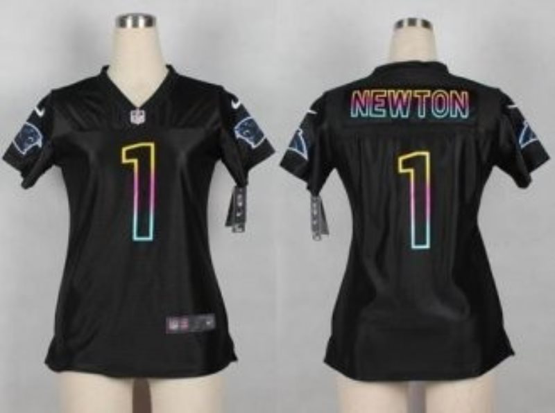 Nike Carolina Panthers No.1 Cam Newton Black Fashion Women's Football Jersey