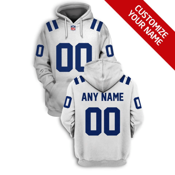 NFL Colts Customized All White 2021 Stitched New Hoodie