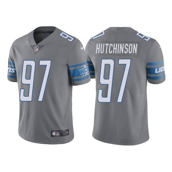 Nike Lions 97 Aidan Hutchinson Grey 2022 NFL Draft Vapor Untouchable Limited Men Jersey