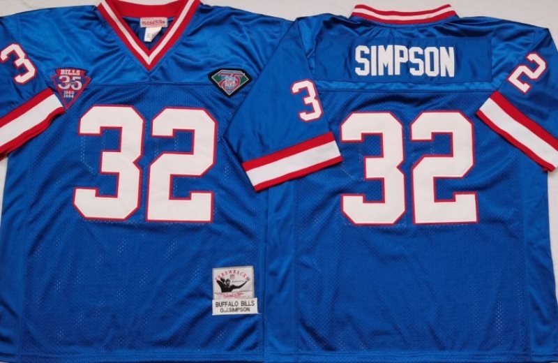 Nike Bills 32 O. J. Simpson Royal Blue Throwback Men Jersey
