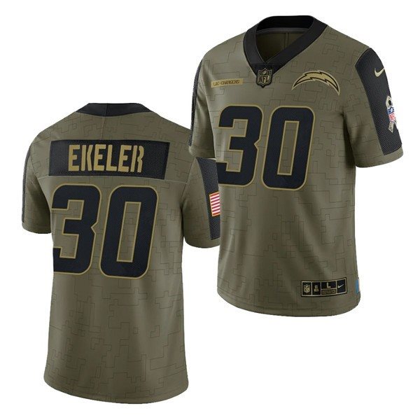Nike Los Angeles Chargers 30 Austin Ekeler 2021 Olive Salute To Service Limited Men Jersey