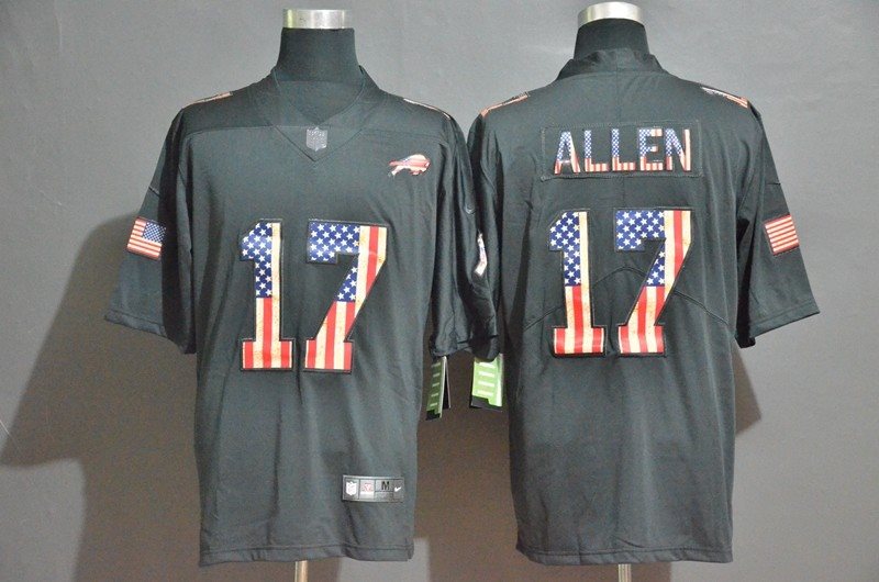 Nike Bills 17 Josh Allen 2019 Salute To Service USA Flag Fashion Limited Men Jersey
