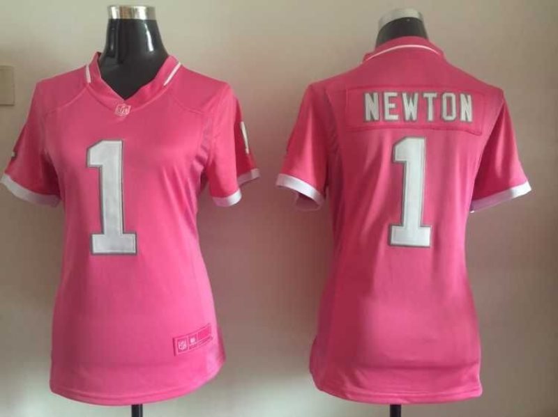 Carolina Panthers 1 Cam Newton Women Pink NFL Jersey