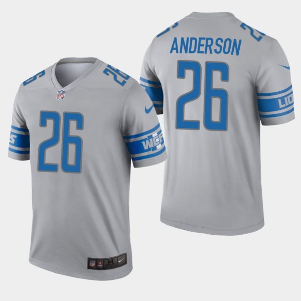 Nike Lions 26 C.J. Anderson Grey Inverted Legend Men Jersey