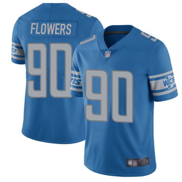 NFL Lions 90 Trey Flowers Blue Vapor Untouchable Limited Men Jersey