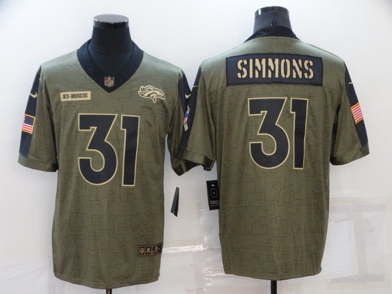 Nike Broncos 31 Justin Simmons 2021 Olive Salute To Service Limited Men Jersey