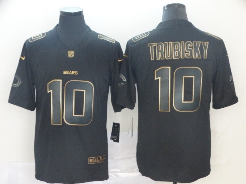 Nike Bears 10 Mitchell Trubisky Black Gold Vapor Untouchable Limited Men Jersey