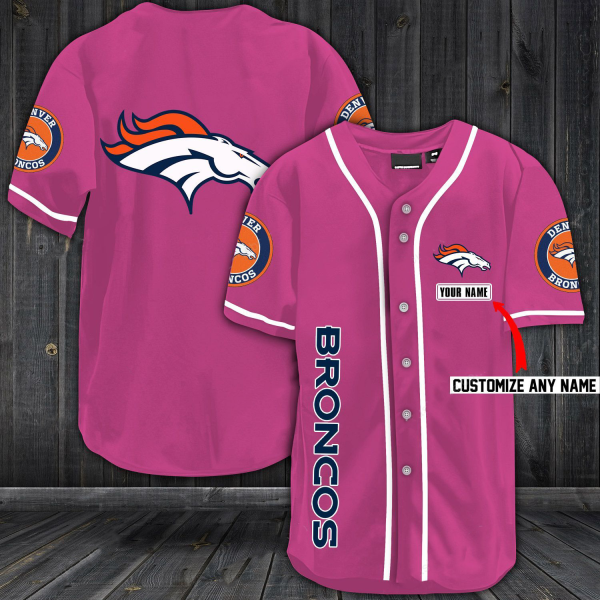 NFL Denver Broncos Baseball Pink Customized Jersey
