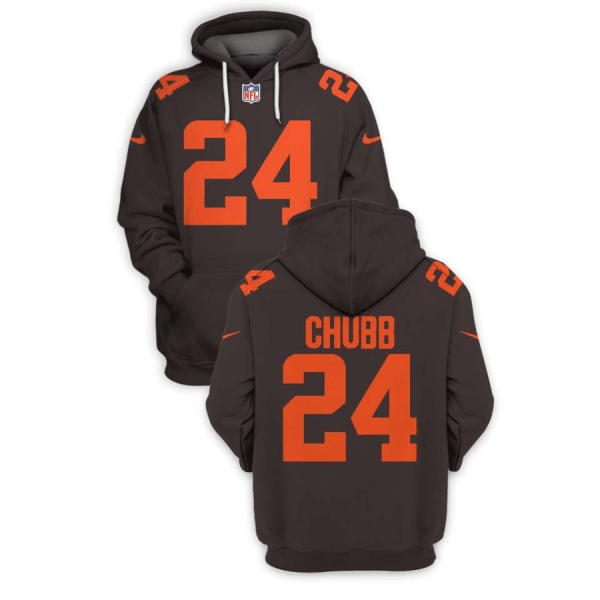 NFL Browns 24 Nick Chubb Brown Color Rush 2021 Stitched New Hoodie