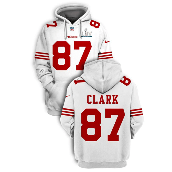 NFL 49ers 87 Dwight Clark White Super Bowl LIV 2021 Stitched New Hoodie