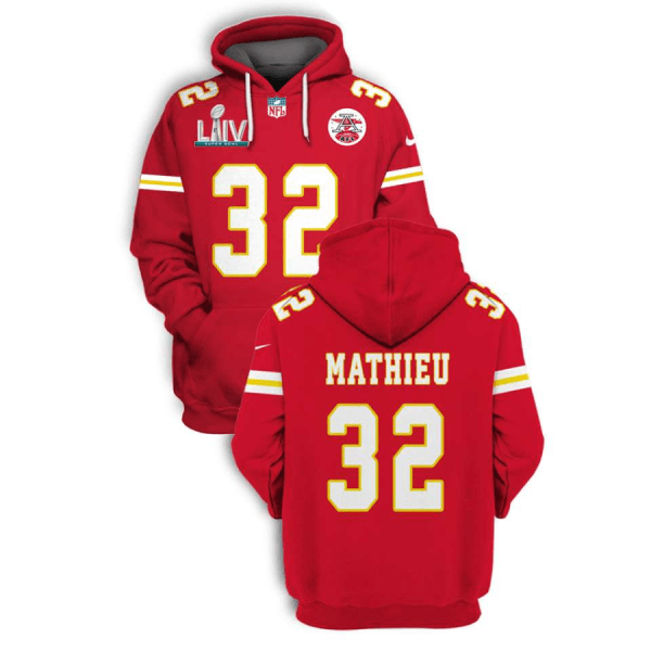 NFL Chiefs 32 Tyrann Mathieu Red Super Bowl LIV 2021 Stitched New Hoodie