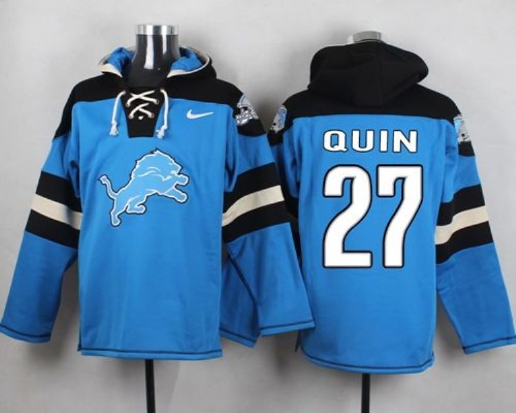 Nike Lions 27 Glover Quin Blue Player Pullover NFL Sweatshirt Hoodie