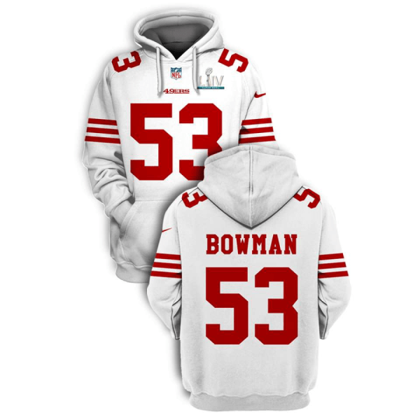 NFL 49ers 53 NaVorro Bowman White Super Bowl LIV 2021 Stitched New Hoodie